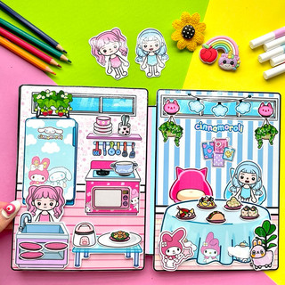 Đồ chơi bóc dán Ngôi nhà hoạ sĩ của bé Melody và Cinamoroll - Búp bê giấy Pighandmade