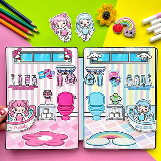 Đồ chơi bóc dán Ngôi nhà hoạ sĩ của bé Melody và Cinamoroll - Búp bê giấy Pighandmade