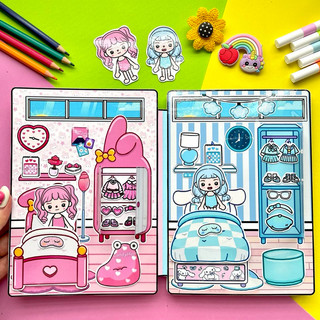 Đồ chơi bóc dán Ngôi nhà hoạ sĩ của bé Melody và Cinamoroll - Búp bê giấy Pighandmade