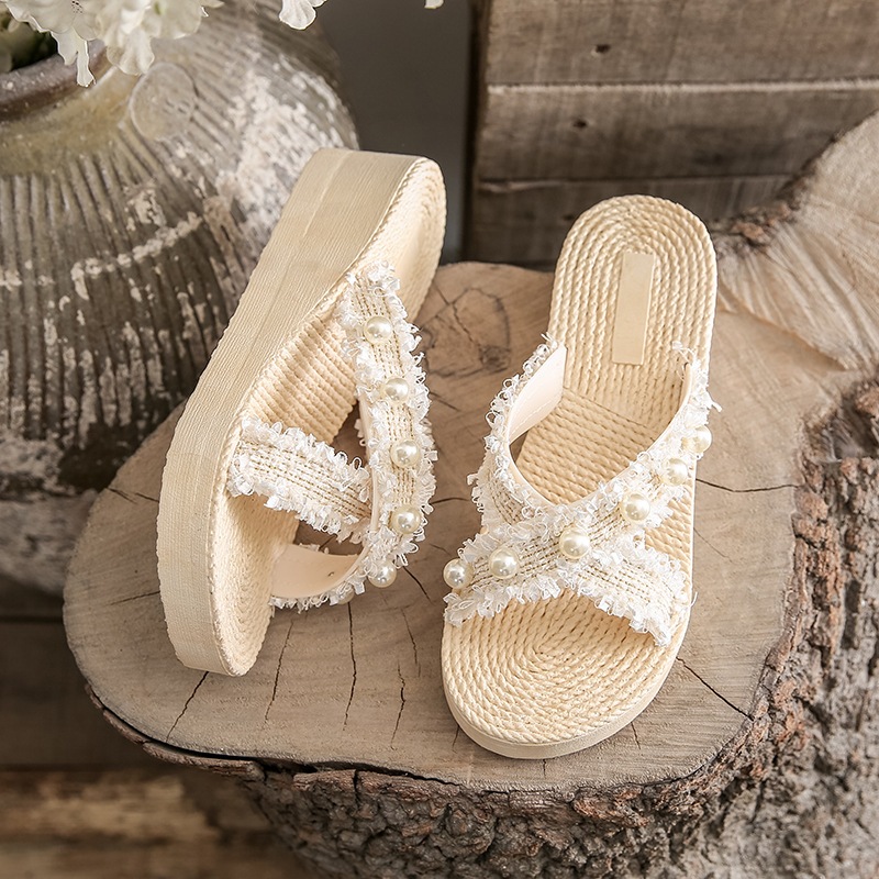 Laylalay.n - [Có sẵn] Dép xuồng đế cao 5cm quai chéo xinh xắn, dép xuồng nữ - đi làm, văn phòng, đi biển - LAL17