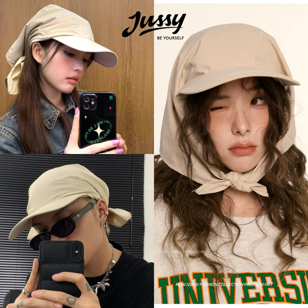 Mũ Lưỡi Trai Trùm Đầu Jennie Loại Trơn Basic Jussy Official Kiểu Nón Kèm Khăn Trùm Đầu Đa Năng Tạo Nhiều Kiểu Dễ Thương