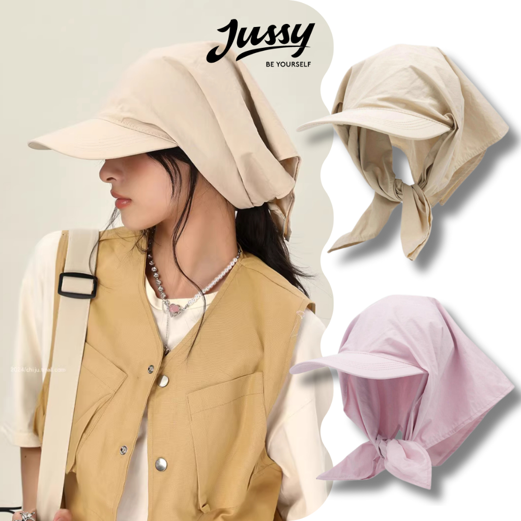 Mũ Lưỡi Trai Trùm Đầu Jennie Loại Trơn Basic Jussy Official Kiểu Nón Kèm Khăn Trùm Đầu Đa Năng Tạo Nhiều Kiểu Dễ Thương