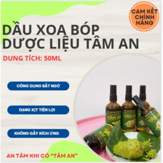 Dầu xoa bóp dược liệu trái nhàu Tâm An 50ml chính hãng