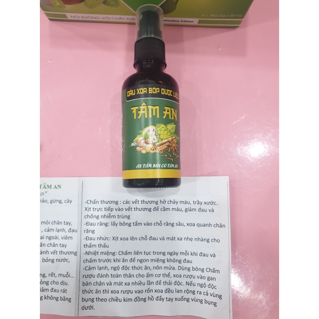 Dầu xoa bóp dược liệu trái nhàu Tâm An 50ml chính hãng
