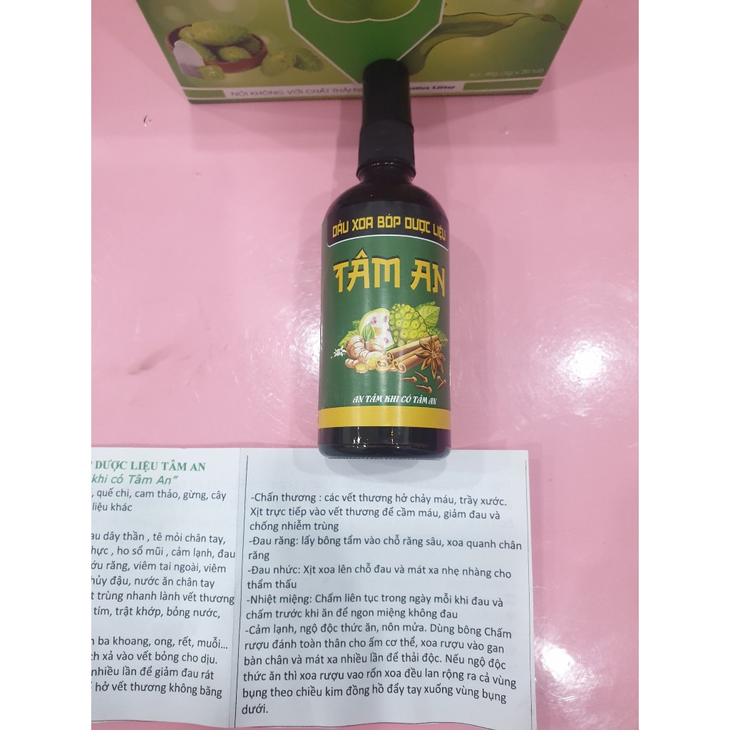 Dầu xoa bóp dược liệu trái nhàu Tâm An 100ml chính hãng