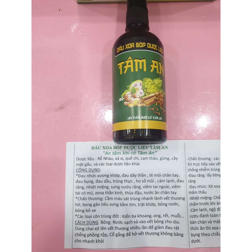 Dầu xoa bóp dược liệu trái nhàu Tâm An 100ml chính hãng