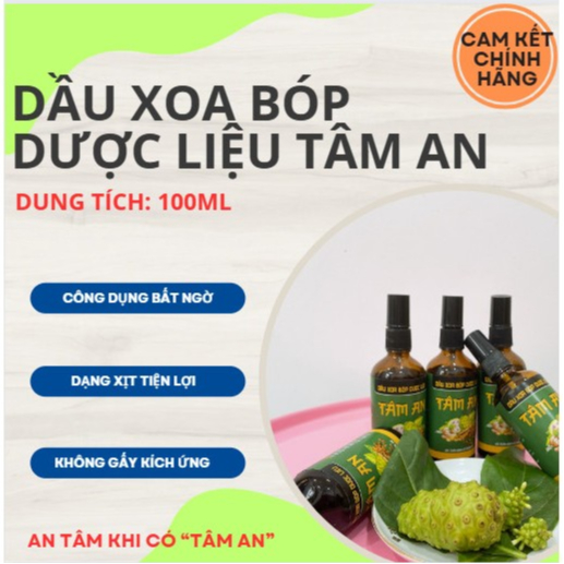 Dầu xoa bóp dược liệu trái nhàu Tâm An 100ml chính hãng