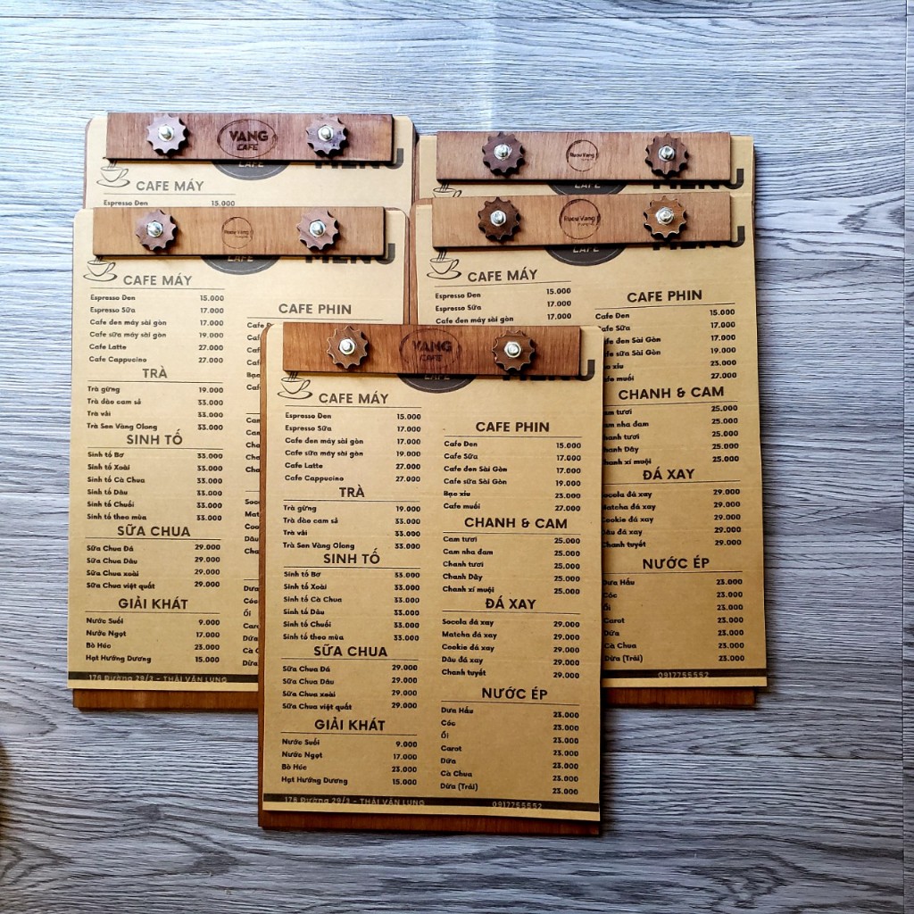 Bìa gỗ plywood kẹp menu các size  - Miễn phí Khắc LOGO Quán cafe, Nhà hàng