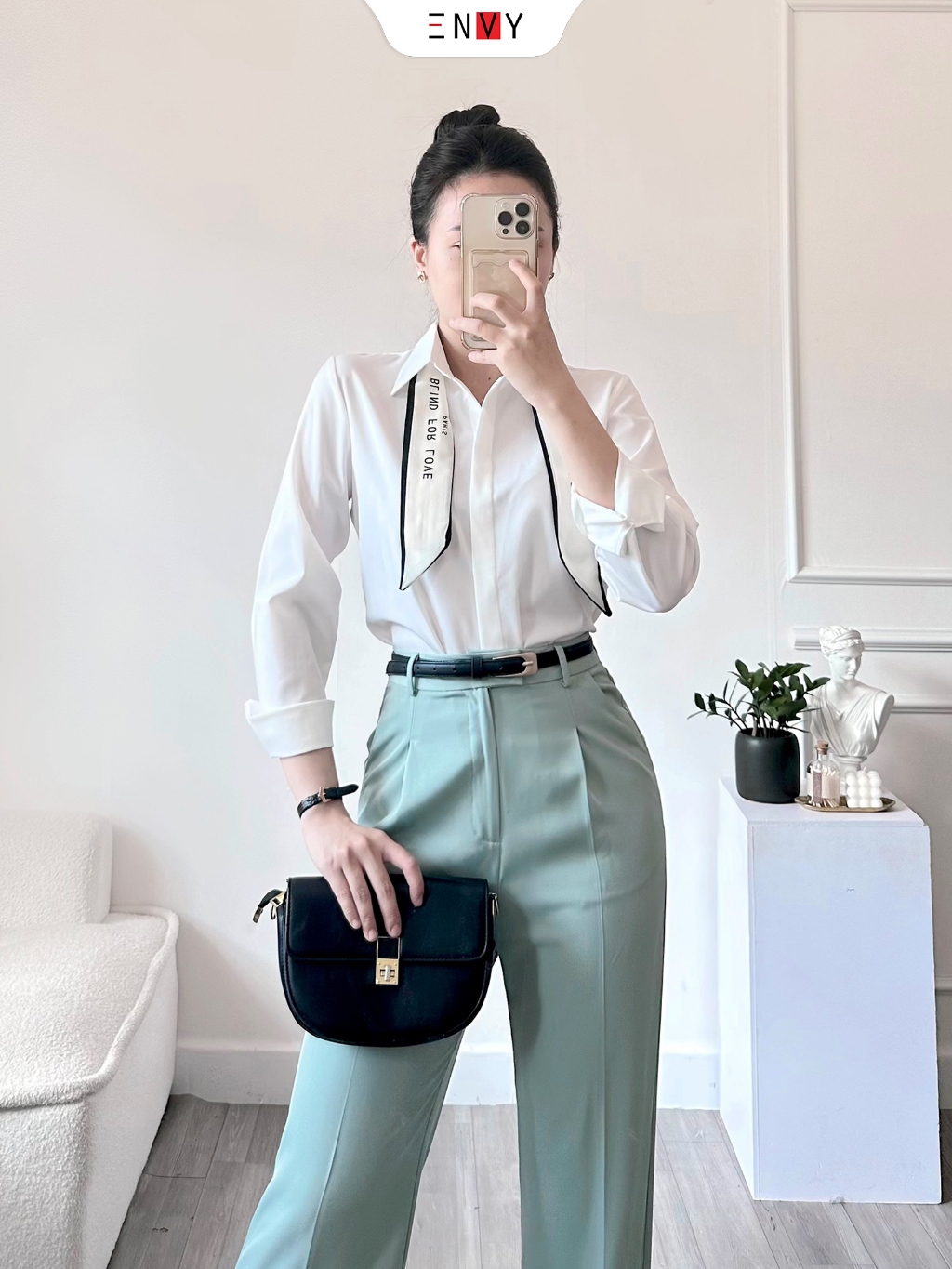 Ảnh Áo sơ mi nữ công sở ENVY S223 khuy giấu nút 3
