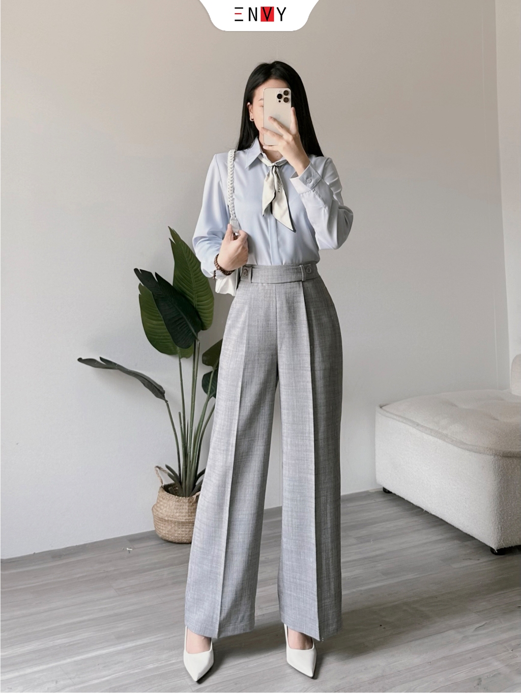 Ảnh Quần Tây Ống Suông Rộng Công Sở ENVY QK47 1