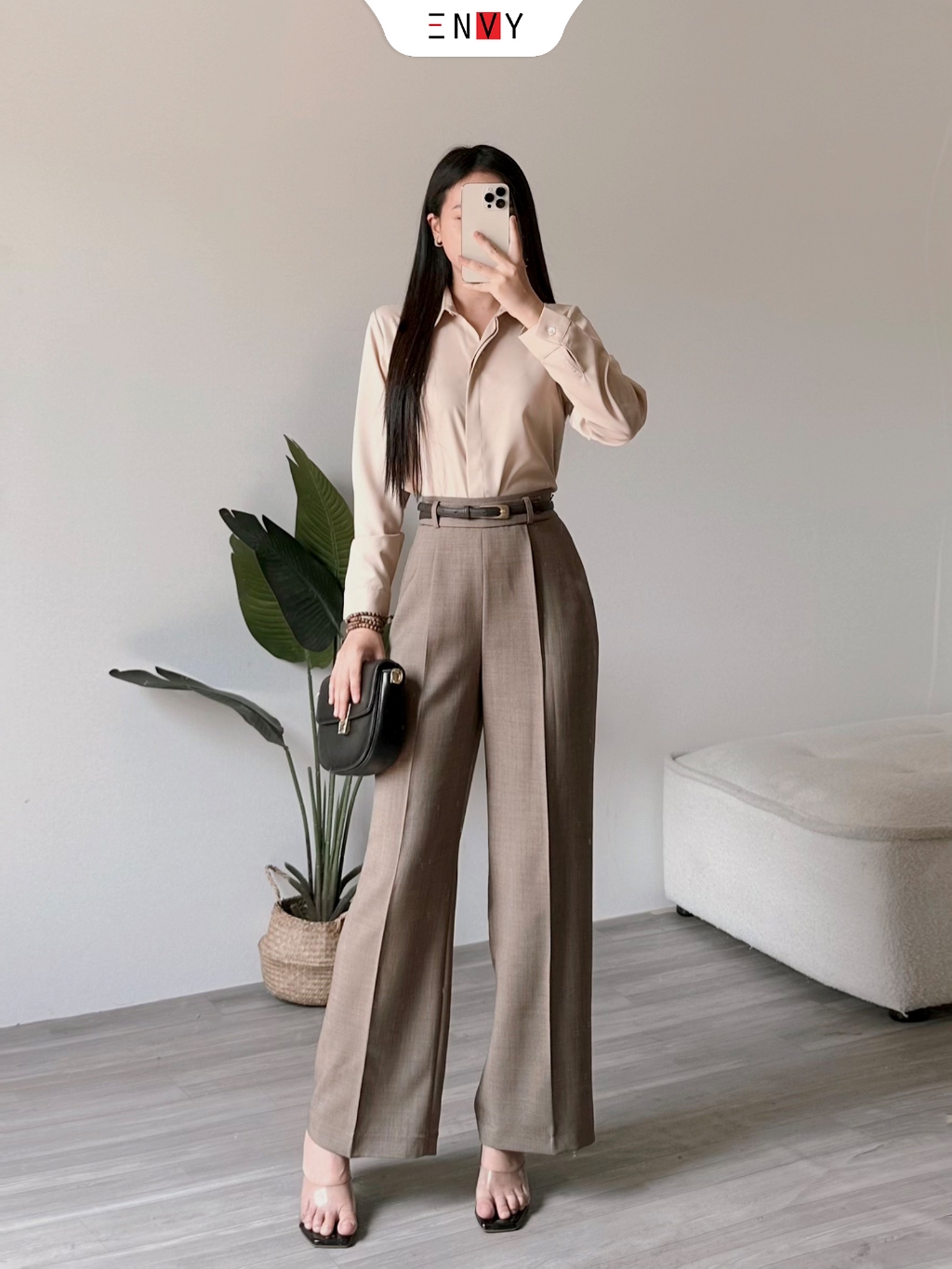 Ảnh Quần Tây Ống Suông Rộng Công Sở ENVY QK47 2