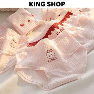 Quần lót nữ cotton màu hồng nhẹ nhàng họa tiết dễ thương, đáy kháng khuẩn không cộm King Shop LY-11