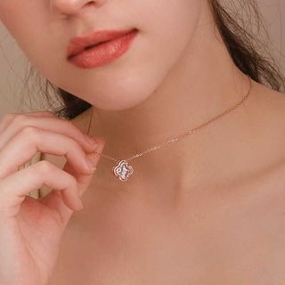 Dây chuyền mạ vàng ý LAMY Clover Natural South Africa Diamond Silver Necklace DN002