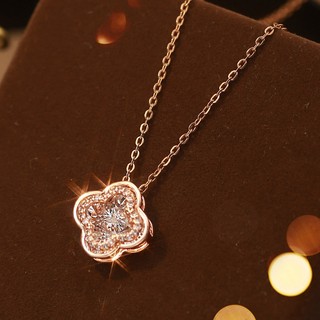Dây chuyền mạ vàng ý LAMY Clover Natural South Africa Diamond Silver Necklace DN002