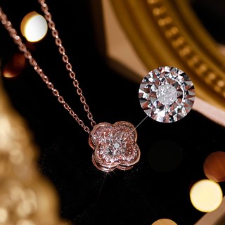 Dây chuyền mạ vàng ý LAMY Clover Natural South Africa Diamond Silver Necklace DN002