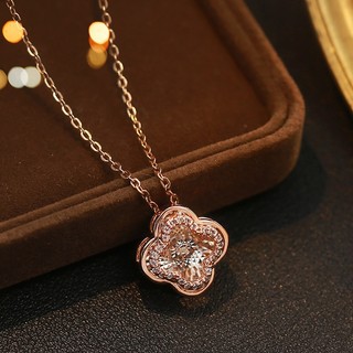 Dây chuyền mạ vàng ý LAMY Clover Natural South Africa Diamond Silver Necklace DN002
