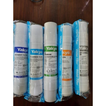 Combo 5 lõi RO Yakyo (1. lõi lọc thô. 2. lõi carbon đầu, 3. lõi RO, 4. lõi post carbon, 5. lõi silver carbon)