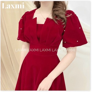 Đầm Nữ Dự Tiệc Dáng Xòe Đính Cườm Có 2 Lớp 2 Màu Xinh Xắn