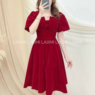 Đầm Nữ Dự Tiệc Dáng Xòe Đính Cườm Có 2 Lớp 2 Màu Xinh Xắn