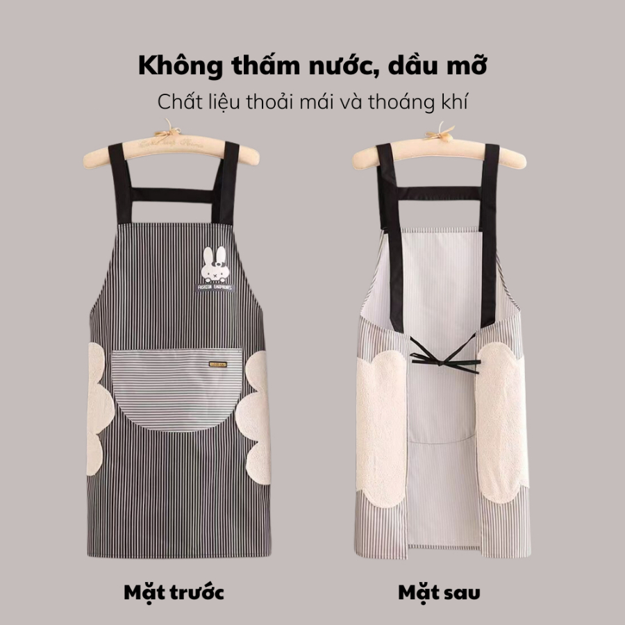Tạp Dề Làm Bếp Chống Thấm Nước, Dầu Mỡ Kết Hợp Túi Đựng Đồ Lớn Và Khăn Lau Tay Bên Eo Tiện Lợi