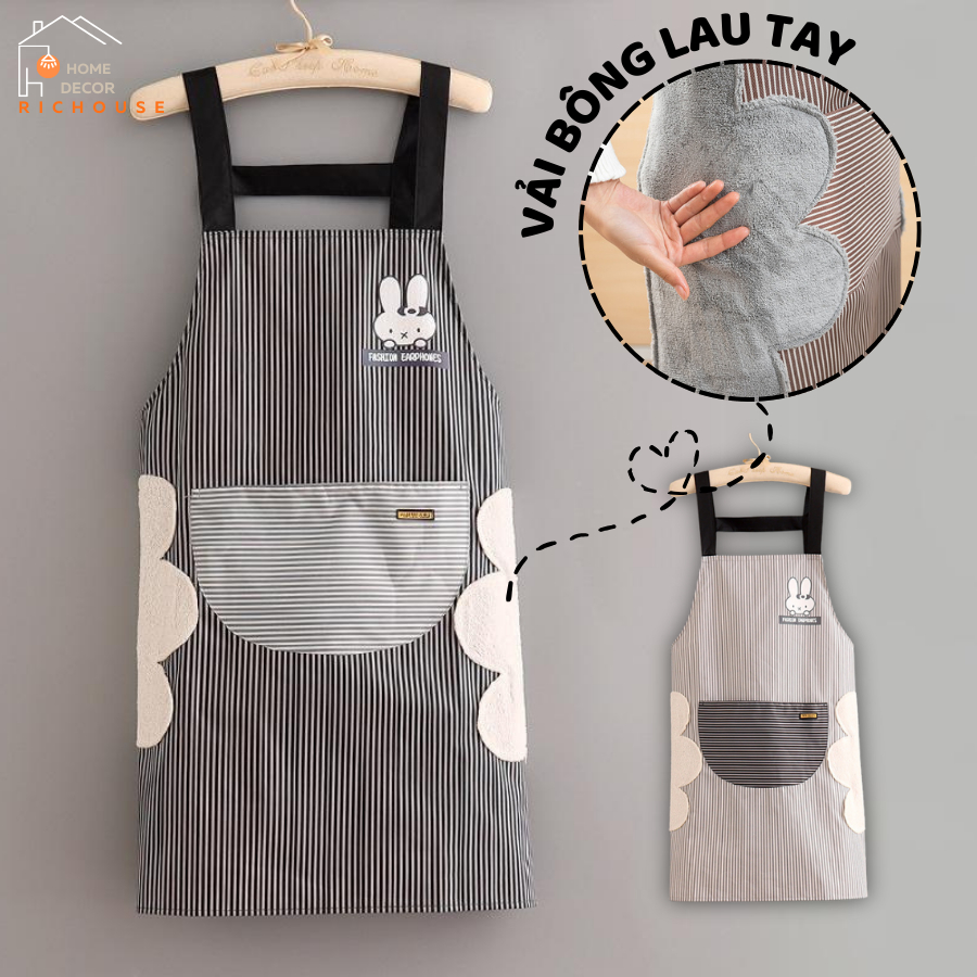 Tạp Dề Làm Bếp Chống Thấm Nước, Dầu Mỡ Kết Hợp Túi Đựng Đồ Lớn Và Khăn Lau Tay Bên Eo Tiện Lợi