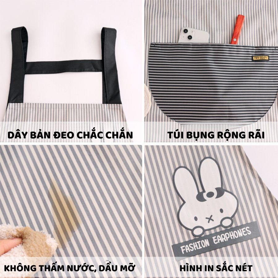 Tạp Dề Làm Bếp Chống Thấm Nước, Dầu Mỡ Kết Hợp Túi Đựng Đồ Lớn Và Khăn Lau Tay Bên Eo Tiện Lợi