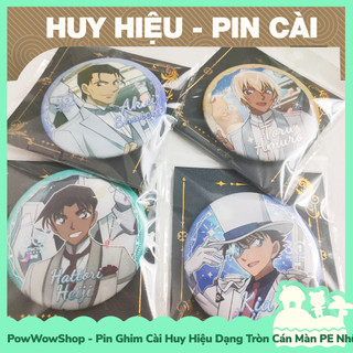 [Sẵn VN - Hỏa Tốc] Huy Hiệu Pin Ghim Dạng Tròn 75mm Cài Áo / Túi / Balo Màn PE Nhũ Bạc Phong Cách Anime Manga Conan Part
