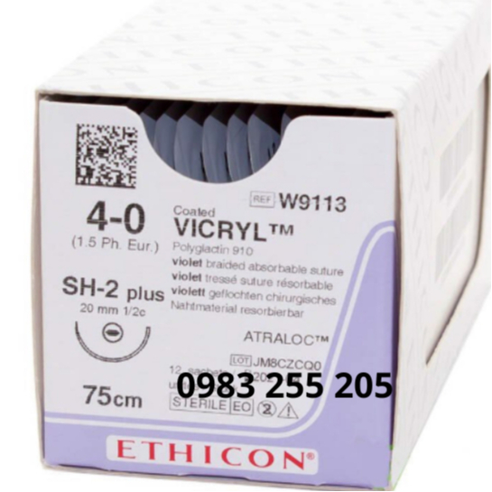 Chỉ phẫu thuật Vicryl 4/0 Một kim lục giác SH-2 plus (20mm 1/2c), 75cm ...