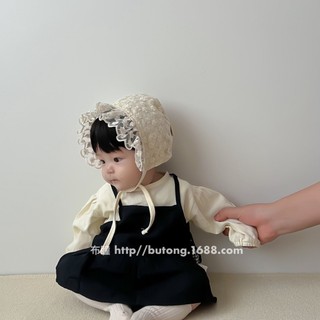 Mũ Ren Viền Hoa 2 Lớp Thoáng Khí Có Dây Sành Điệu Cho Bé
