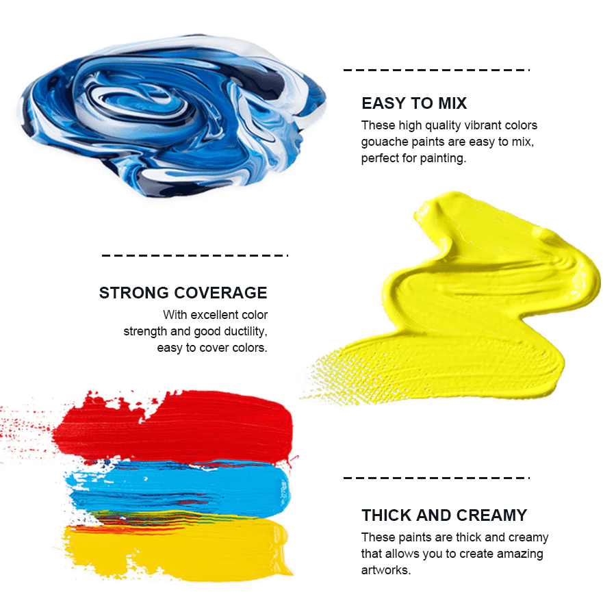 [Hỏa tốc HCM] Màu Gouache Himi Dạng Thạch 18/24 màu x 30ml (Tặng Kèm Giấy Vẽ, không bao gồm cọ)