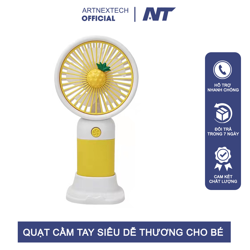ARTNEXTECH - Quạt Tích Điện Cầm Tay Mini Có Ghim Đỡ Điện Thoại Lồng ...