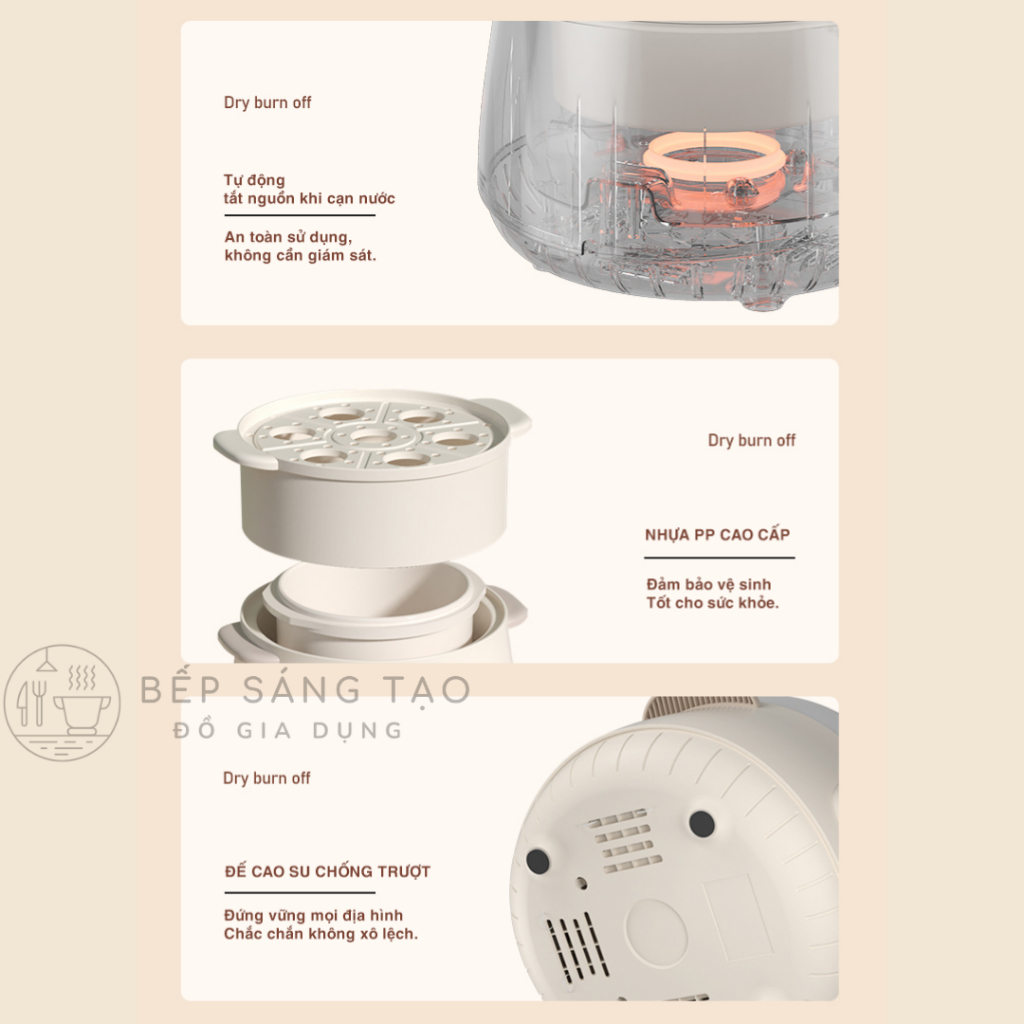 Nồi Nấu Điện Cách Thuỷ Bennix BN-10SLC, Nồi Đa Năng Hầm Gà  Chưng Yến Cho Bé  Bảo Hành 2 Năm