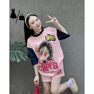 🍉 Set áo thun cô gái tóc xù tay phối + short 🔥𝐇𝐨𝐚̉ 𝐓𝐨̂́𝐜🔥 𝐌𝐄𝐎𝐈𝐍𝐃𝐀𝐇𝐎𝐔𝐒𝐄