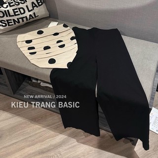 Sét áo quây đũi chấm Bi màu Mix quần xuông trơn đen