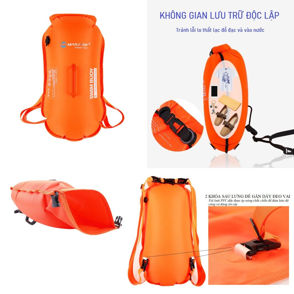 Túi đựng đồ chống nước kiêm phao bơi có quai đeo, balô chống thấm nước dùng cho đi bơi, đi biển...