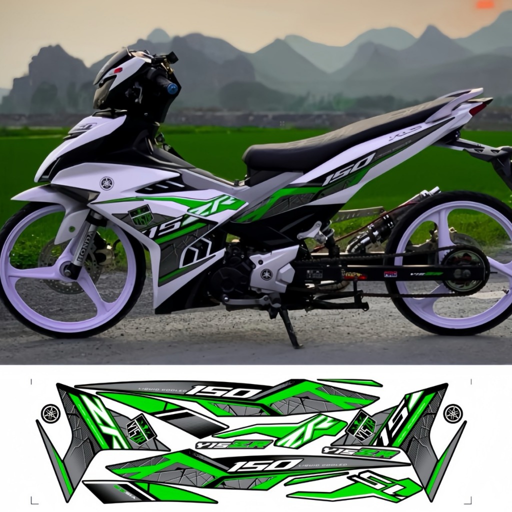 Tem rời EXCITER 150 mẫu Y15ZR, cao cấp, chất liệu in PPF, chống nước, không phai màu, thích hợp nền trắng