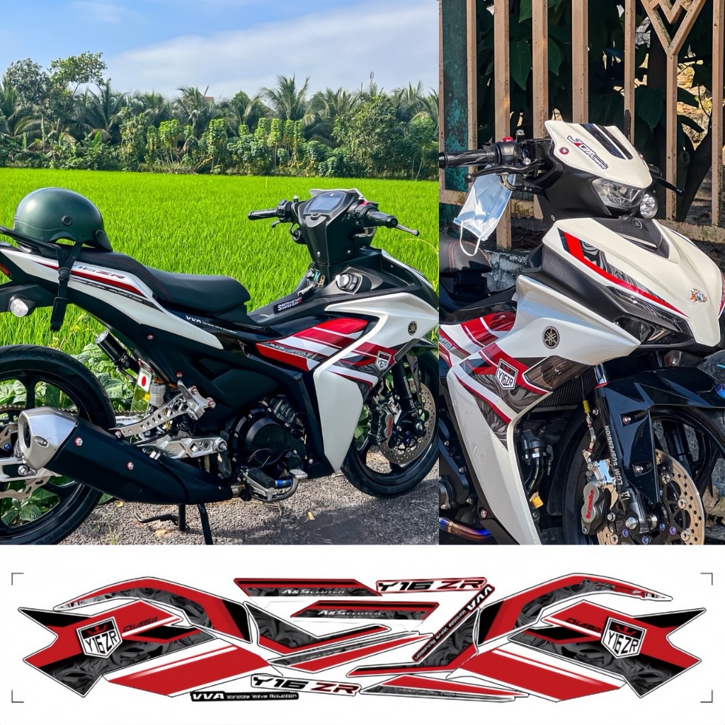 Tem rời EXCITER 155 mẫu Y16ZR, cao cấp, chất liệu in PPF, chống nước, không phai màu, thích hợp nền trắng