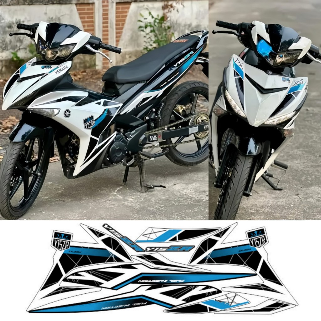 Tem rời EXCITER 150 mẫu Y15ZR, cao cấp, chất liệu in PPF, chống nước, không phai màu, thích hợp nền trắng