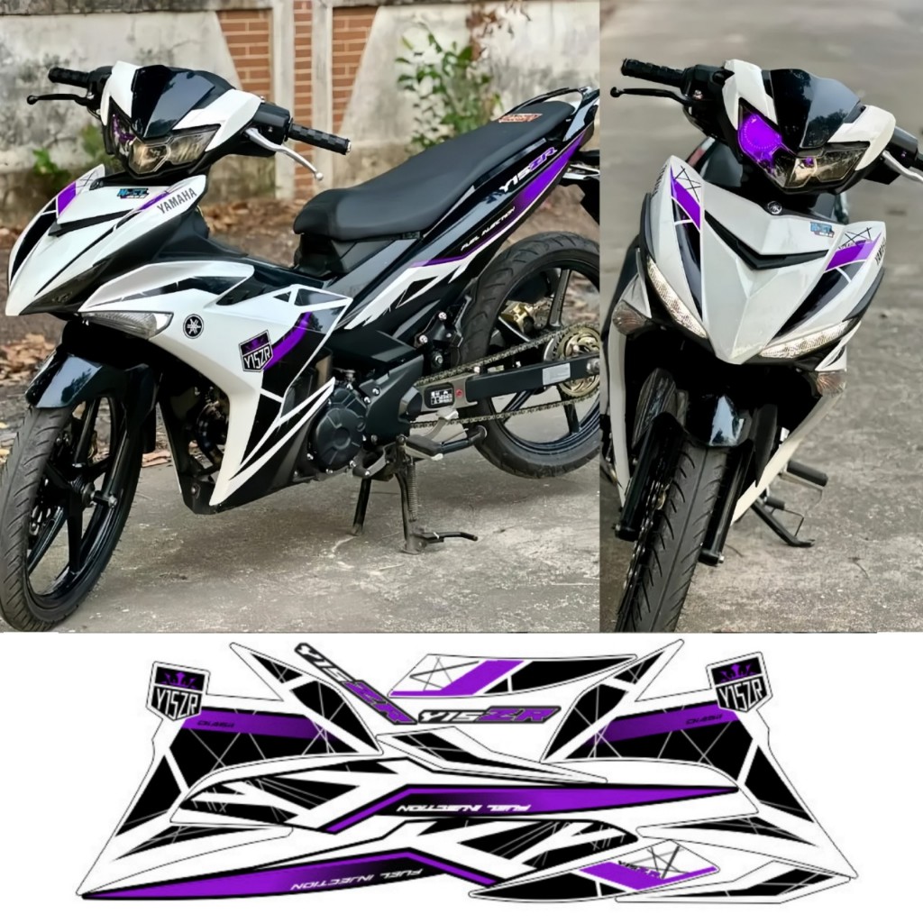 Tem rời EXCITER 150 mẫu Y15ZR, cao cấp, chất liệu in PPF, chống nước, không phai màu, thích hợp nền trắng