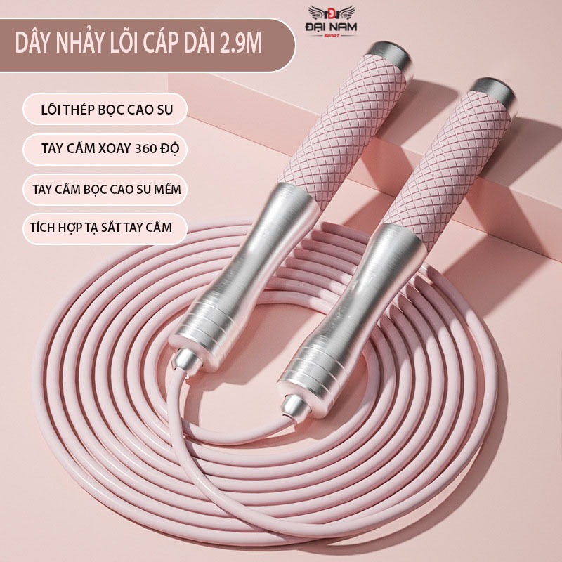 Ảnh Dây Nhảy Tập Gym TMT13 Lõi Thép Bọc Nhựa PVC Tích Hợp Tay Cầm Có Tạ Cao Cấp Đại Nam Sport 2