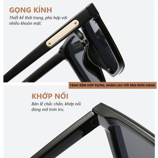 Kính mát nam nữ mắt dâm đen chống UV thiết kế mắt vuông râm dễ đeo màu sắc thời trang