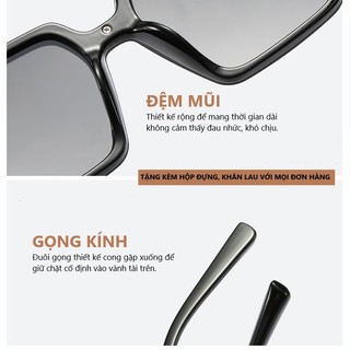 Kính mát nam nữ mắt dâm đen chống UV thiết kế mắt vuông râm dễ đeo màu sắc thời trang