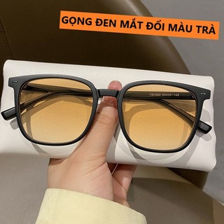 Gọng kính cận đổi màu dưới nắng mắt vuông thời trang chống tia UV, chống ánh sáng xanh cho nam nữ