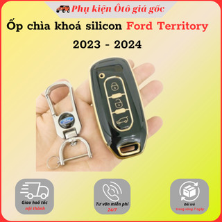 Ốp khoá xe Ford Territory 2022, 2023, 2024 nhựa silicon cao cấp - vàng đen