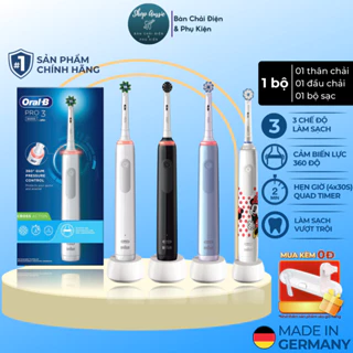 [Made In Germany] Bàn Chải Điện Oral-B Braun Pro 3 3000 – Cảm Biến Lực 360°, Pin Li-ion, Hẹn Giờ ProTimer, 3 Chế Độ Chải