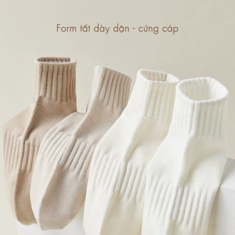 Tất vớ nam nữ cổ vừa chất liệu cotton co giãn thoáng khí - Ekiu Shop