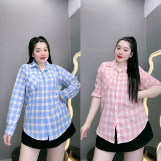 Áo sơ mi NHỎ CLOTHING bigsize nữ tay dài cổ bẻ họa tiết sọc form rộng tà bầu chất linen thô mềm mát xinh xắn SM161