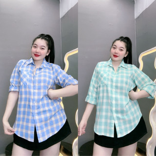 Áo sơ mi NHỎ CLOTHING bigsize nữ tay dài cổ bẻ họa tiết sọc form rộng tà bầu chất linen thô mềm mát xinh xắn SM161