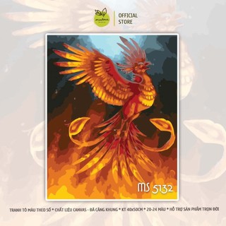 Tranh tô màu số hóa Madoca có khung 40x50cm Phượng Hoàng Lửa T5132
