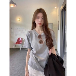 M.H STYLE nữ sinh khí chất phóng khoáng, cotton nguyên chất, áo thun ngắn tay màu hồng bẩn cao cấp, áo mùa hè thời trang